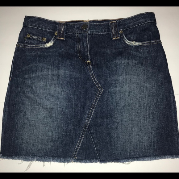 J Crew Denim Frayed Didtressed Mini Skirt Sz 30 - Picture 2 of 8